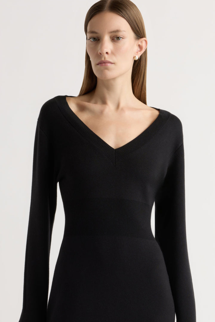 Bora - Off-Shoulder V-Neck Sweater Dress