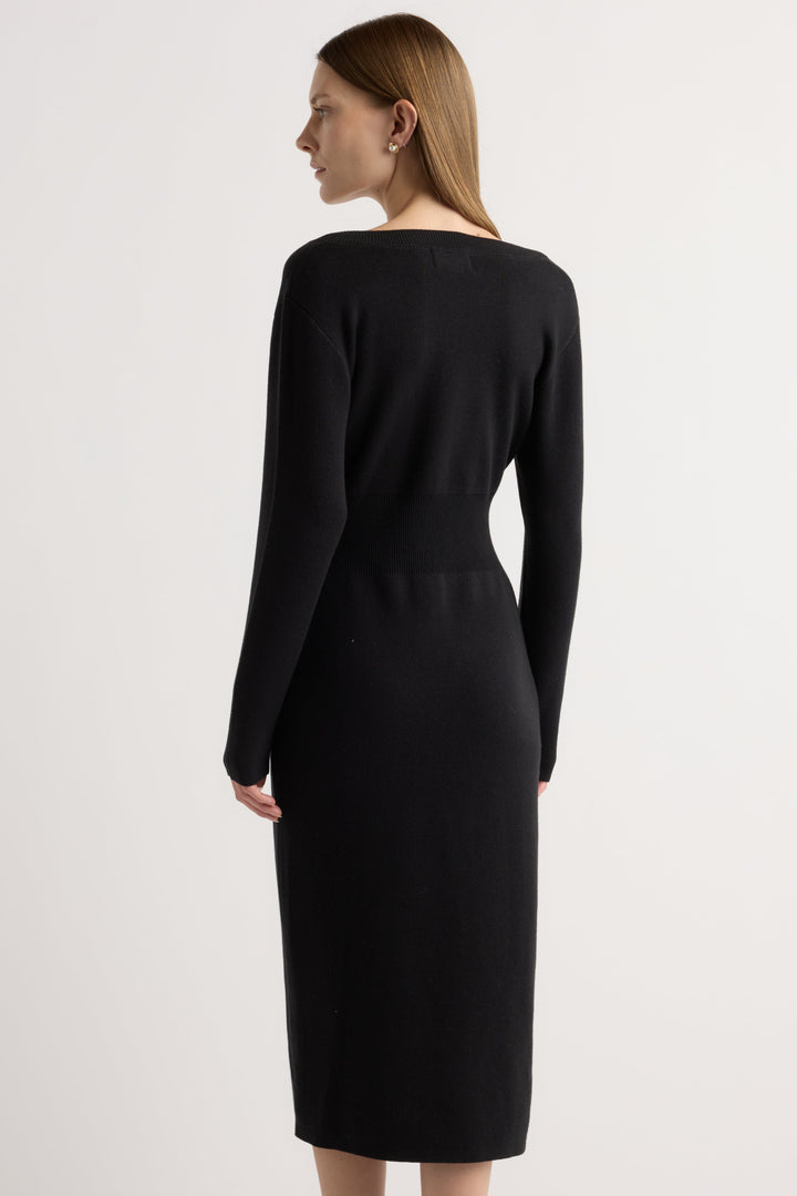 Bora - Off-Shoulder V-Neck Sweater Dress