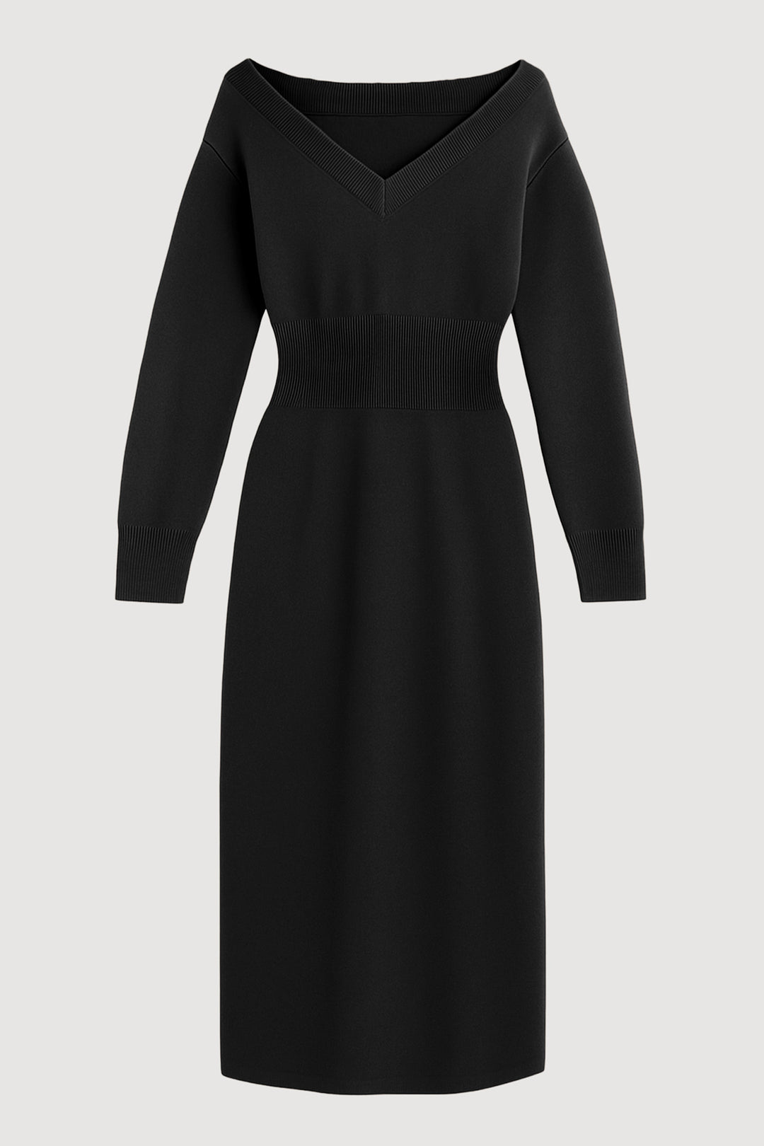 Bora - Off-Shoulder V-Neck Sweater Dress