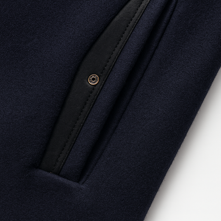 Wool Blend Overcoat with Notch Lapel Collar