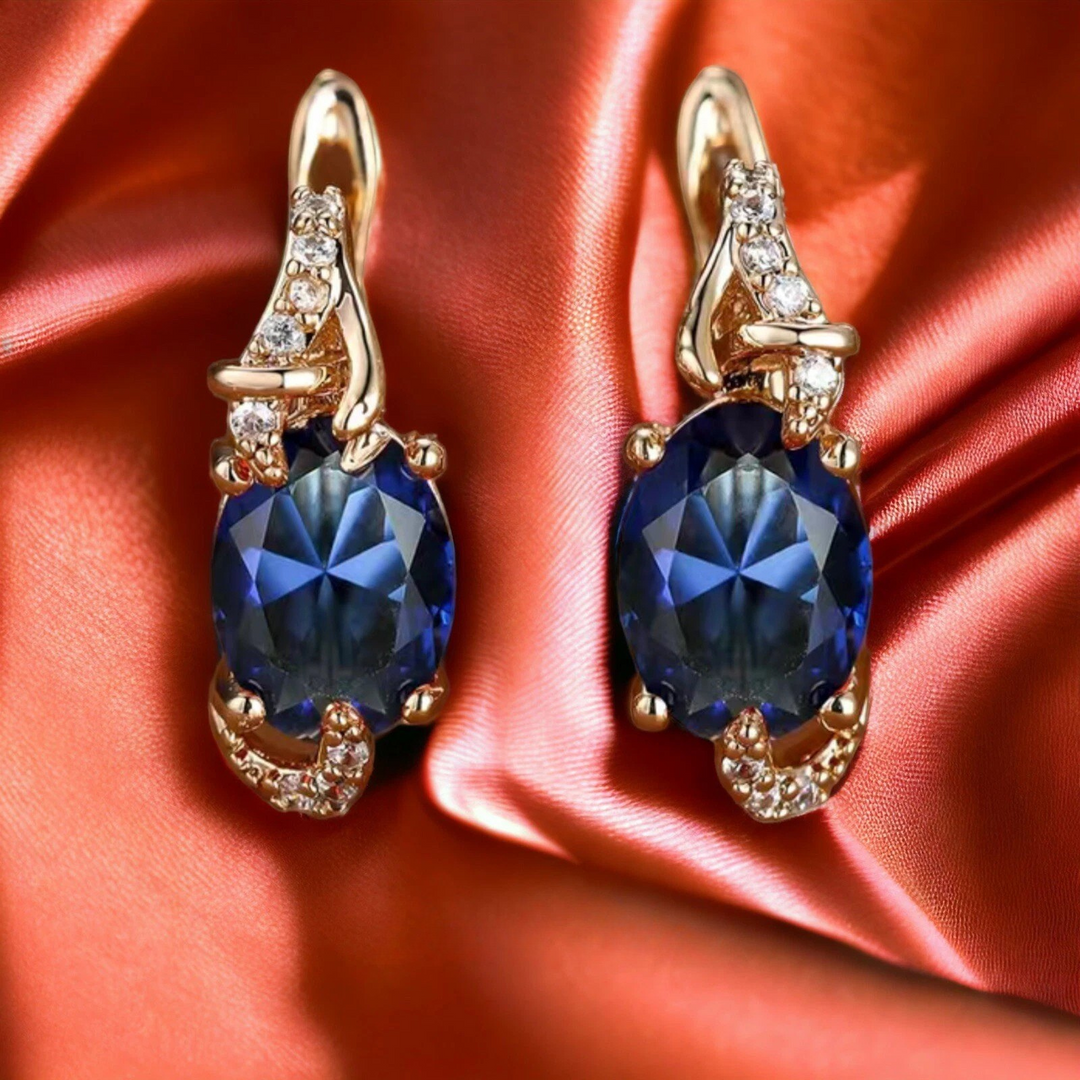 Royal Midnight Drop Earrings | Gold