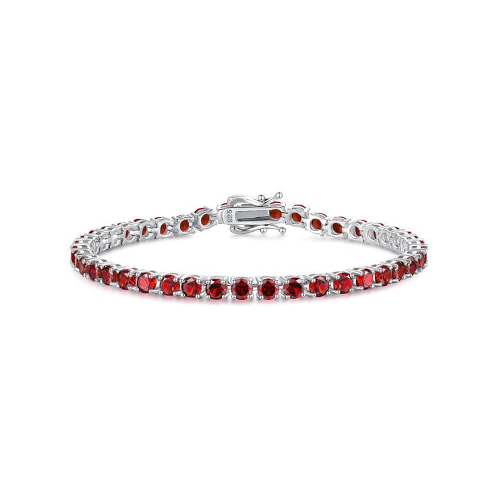 Red Stone Tennis Bracelet | Silver-Tone