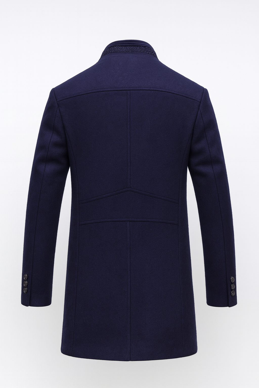 Wool Blend Overcoat with Notch Lapel Collar
