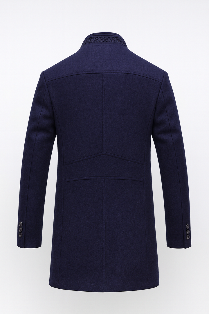 Wool Blend Overcoat with Notch Lapel Collar