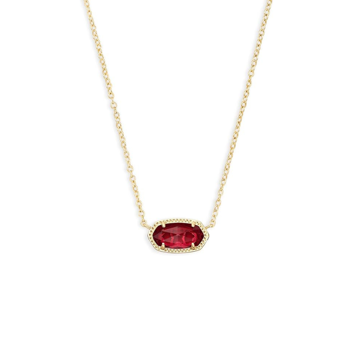 Classic Oval Red Stone Necklace | Gold-Tone