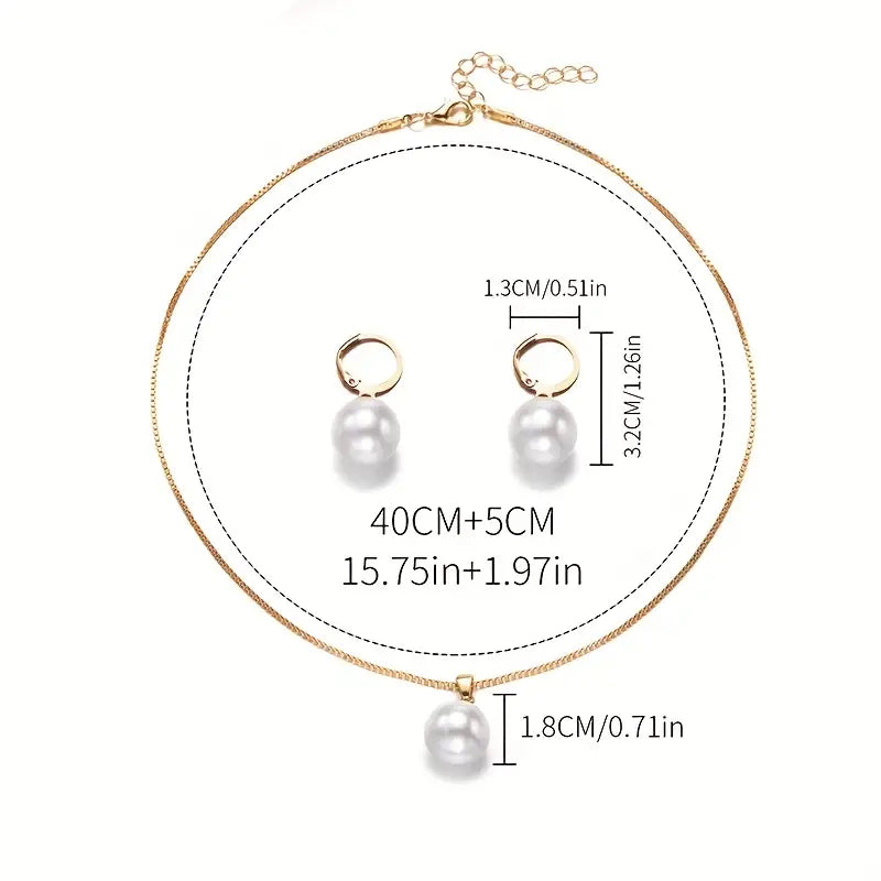 Golden Grace Pearl Jewelry Set | Gold