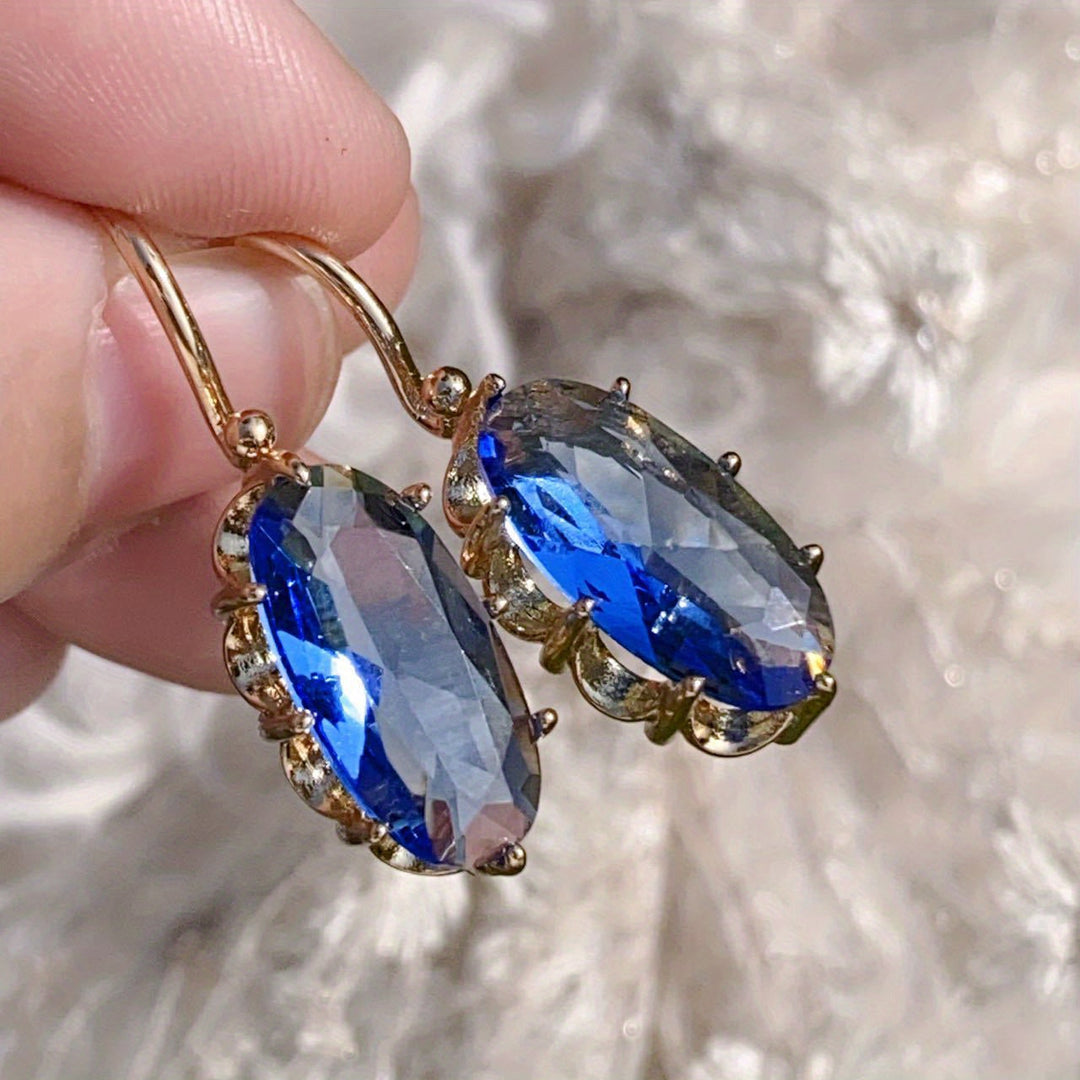 Golden Blue Bloom Earrings | Gold