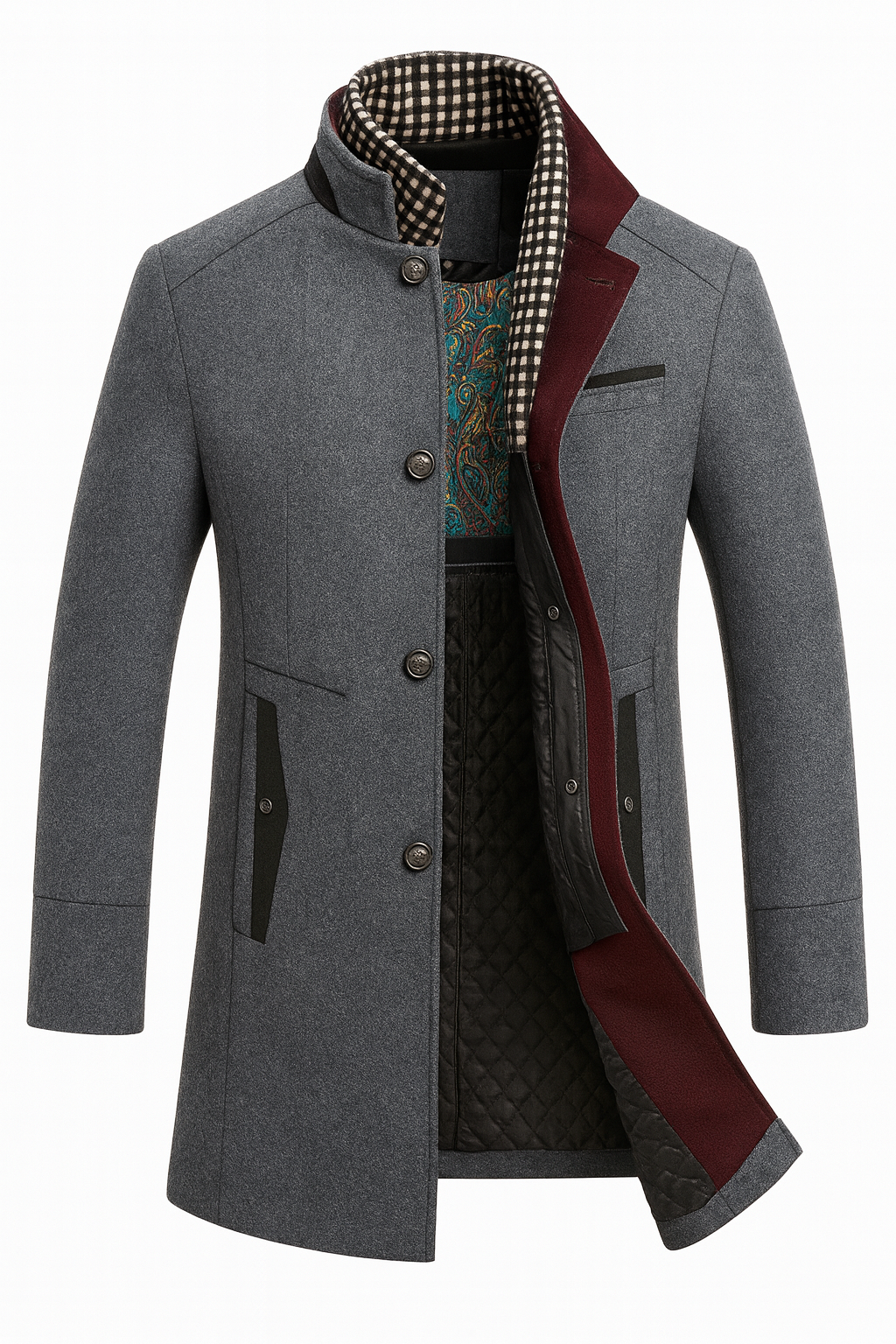 Structured Long Overcoat in Four Neutral Tones