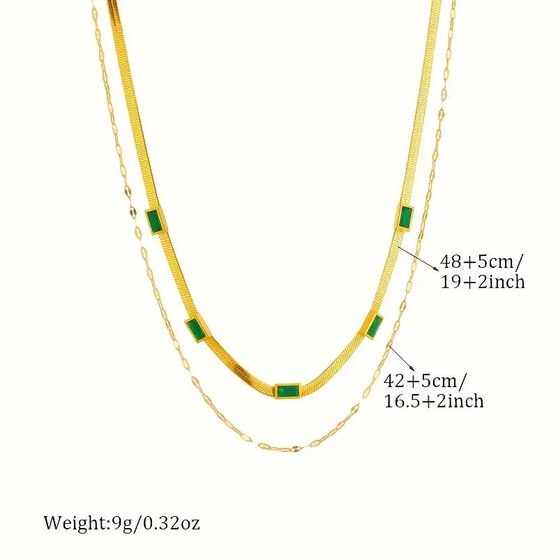 Sorella Gem Double-Layer Retro Necklace | Gold-Tone