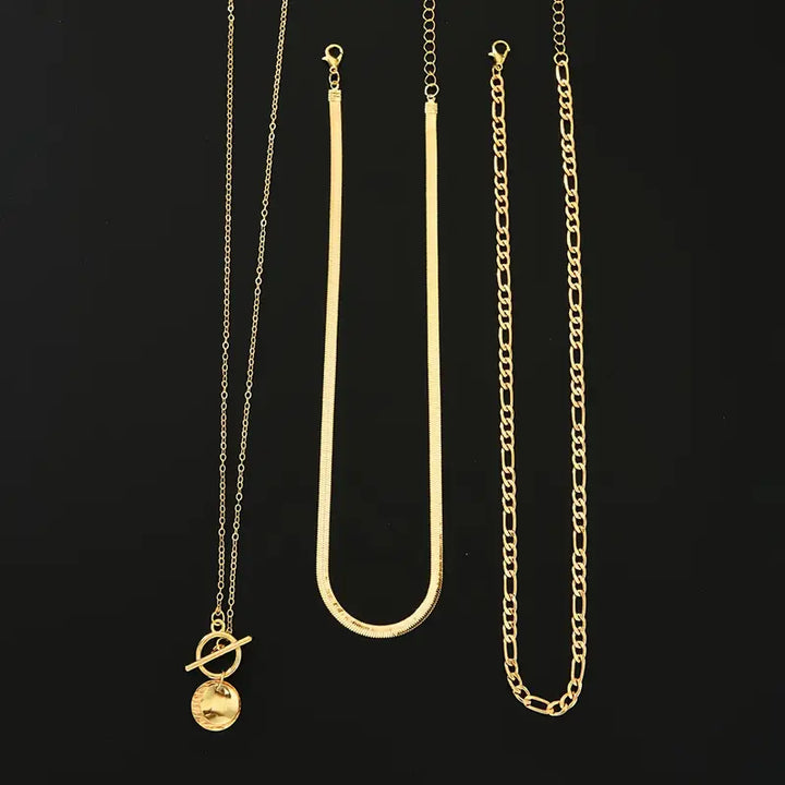 Savira Textured Coin Layered Necklace | Gold-Tone