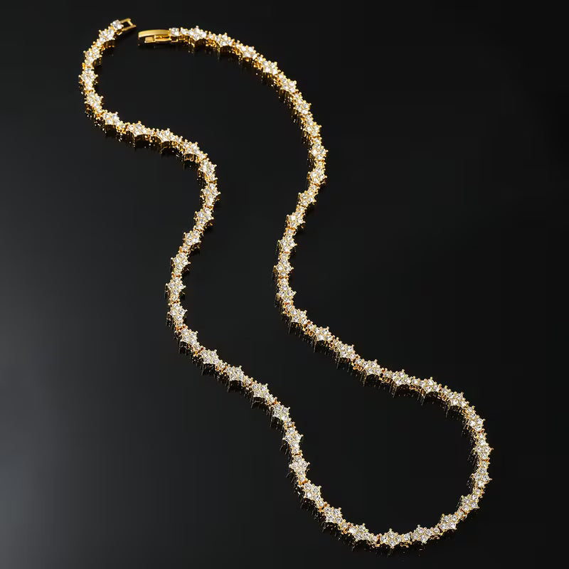Classic Cluster Tennis Necklace | Gold-Tone