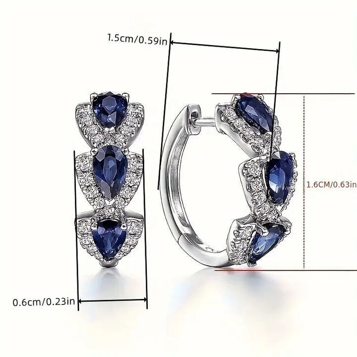 Royal Sapphire Crest Earrings | White Gold