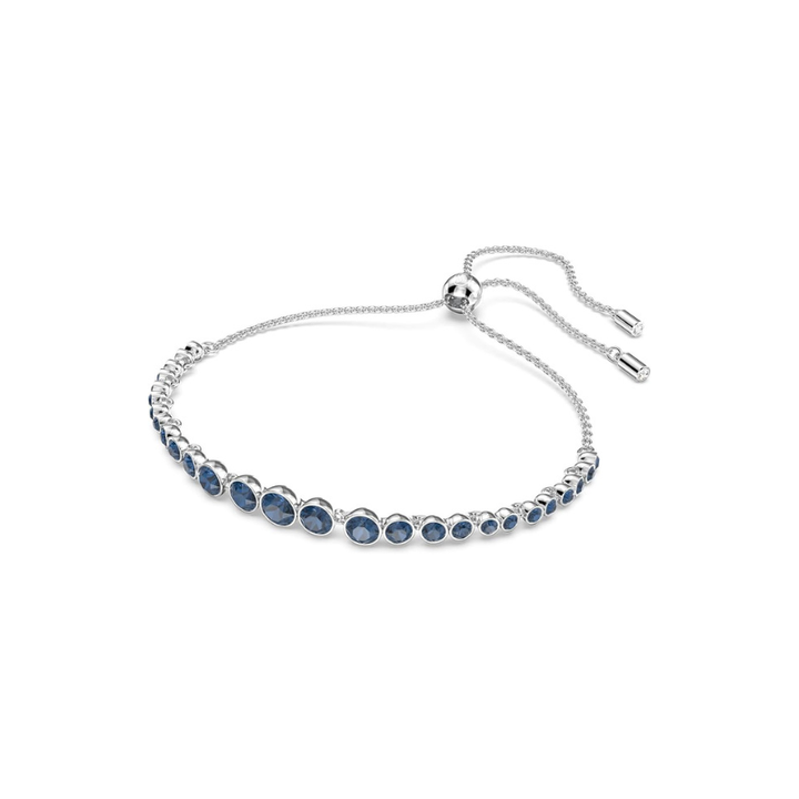 Round Cut Blue Stone Tennis Bracelet | Silver-Tone
