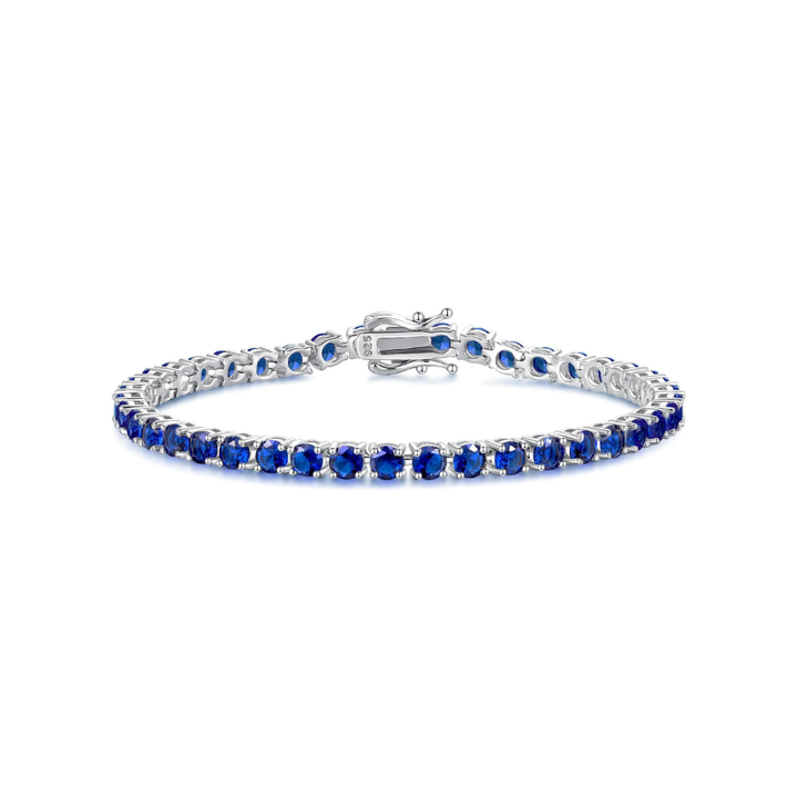 Blue Stone Tennis Bracelet | Silver-Tone