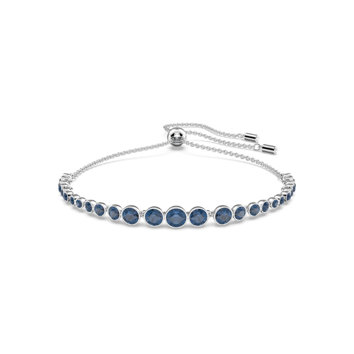 Round Cut Blue Stone Tennis Bracelet | Silver-Tone