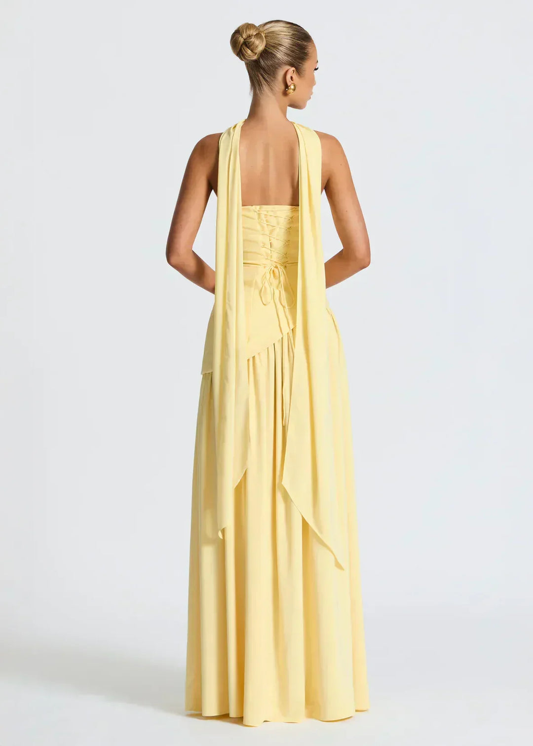 Elena – Maxi Dress with Off Shoulders, Slit & Choker Detail