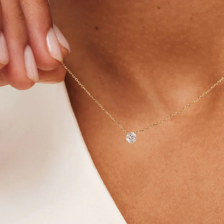 Cléa Crystal Stone Necklace | Gold-Tone