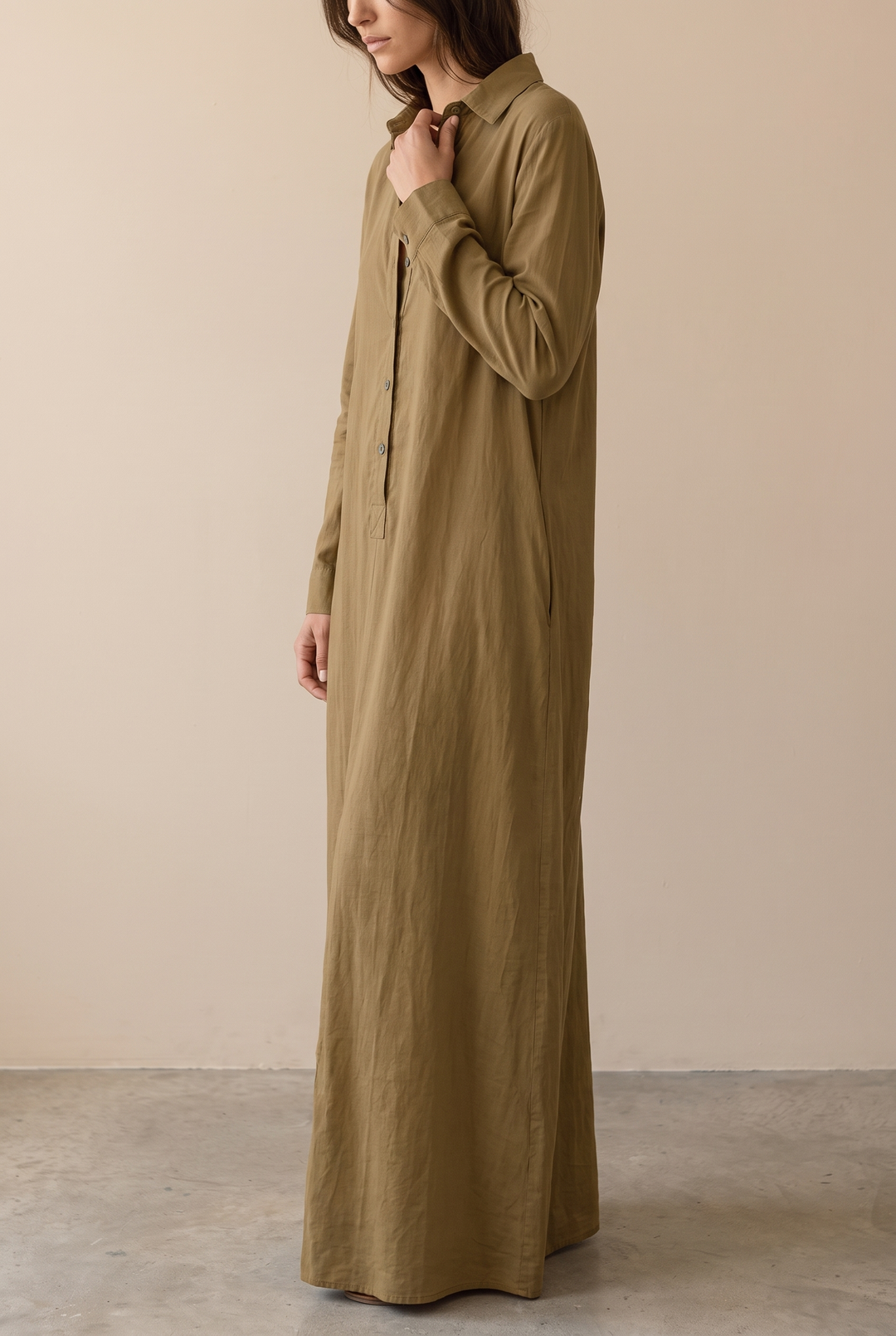 Delilah | Button-Front Shirt Maxi Dress with Collar