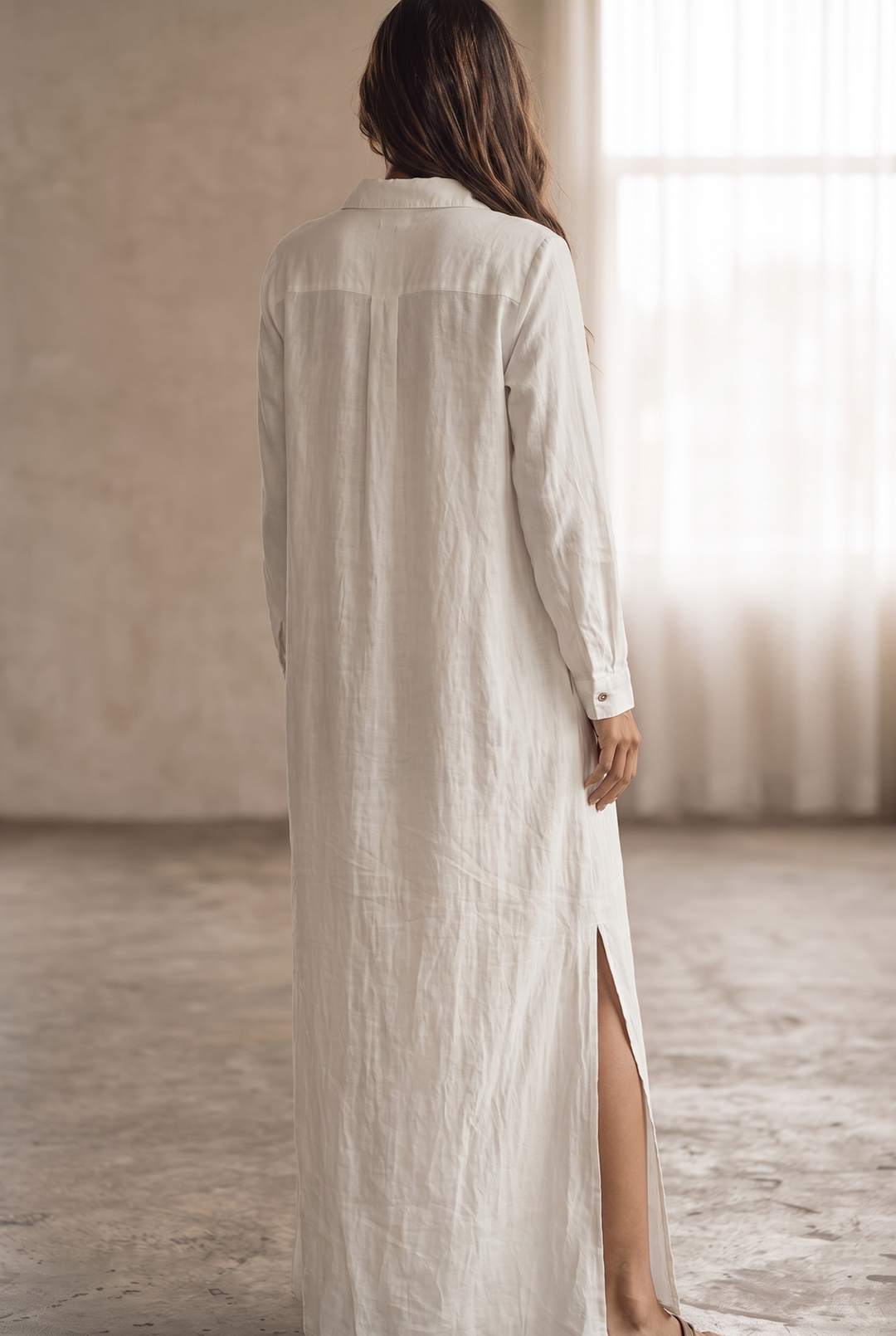 Delilah | Button-Front Shirt Maxi Dress with Collar