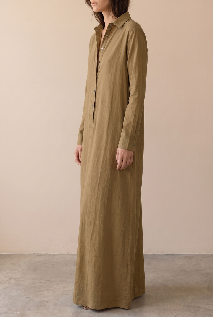 Delilah | Button-Front Shirt Maxi Dress with Collar