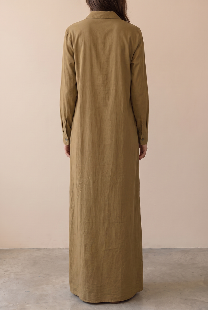 Delilah | Button-Front Shirt Maxi Dress with Collar