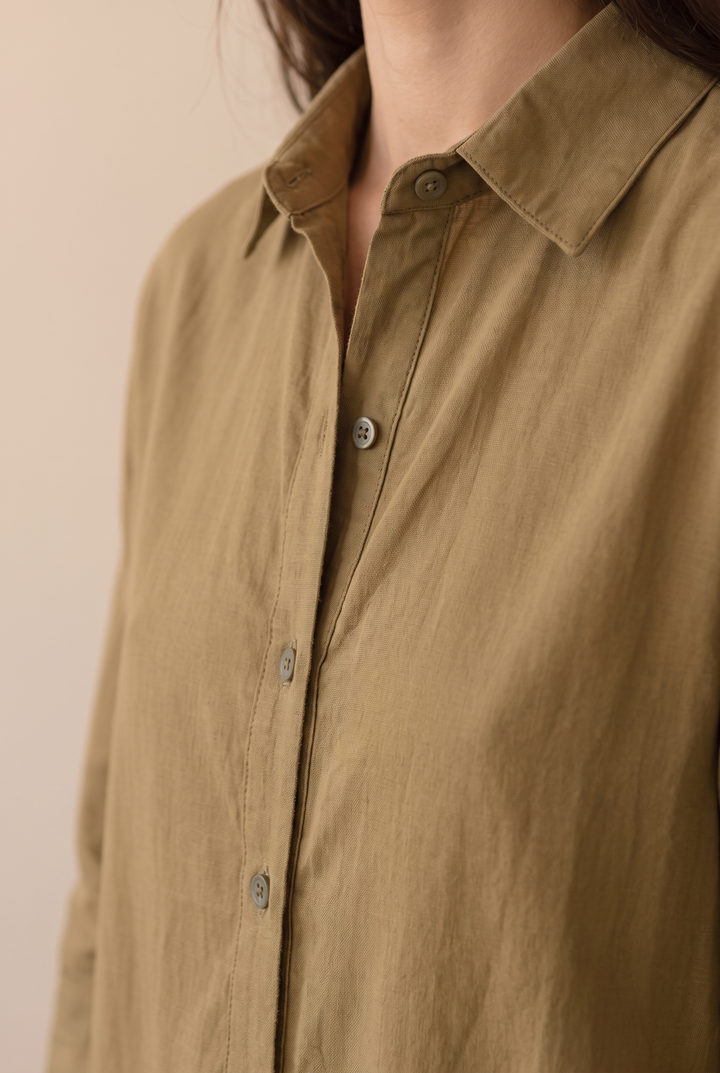 Odette | Long Sleeve Button-Down Maxi Shirt Dress