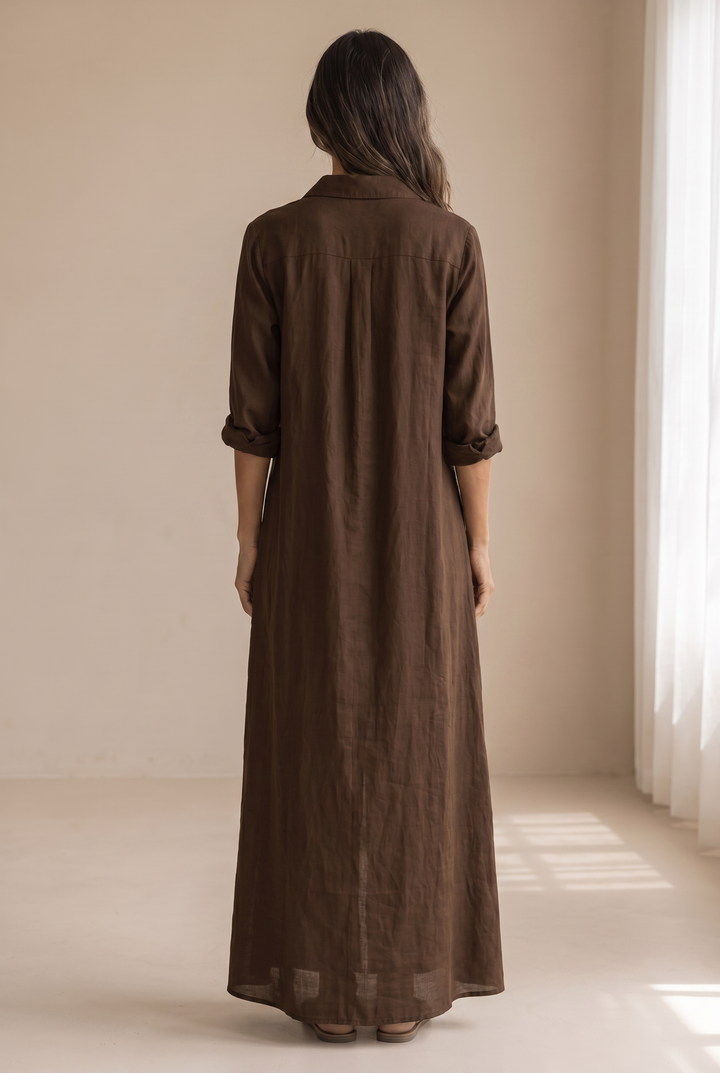 Delilah | Button-Front Shirt Maxi Dress with Collar