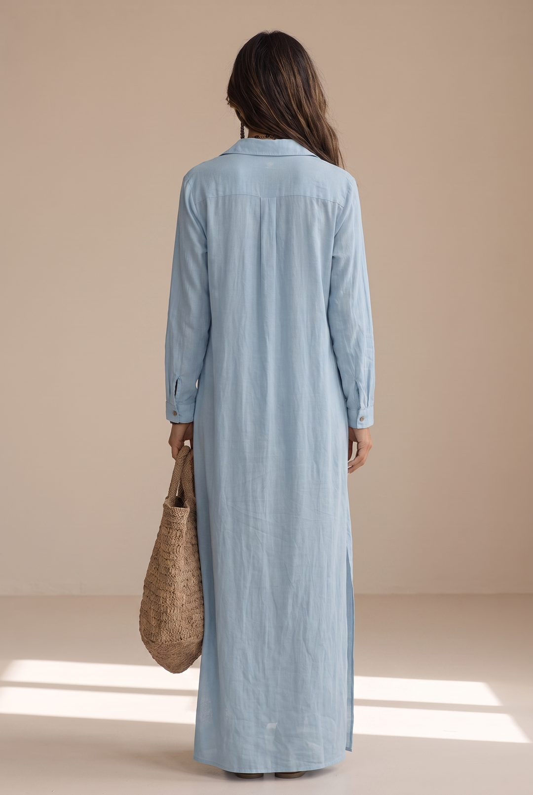Odette | Long Sleeve Button-Down Maxi Shirt Dress