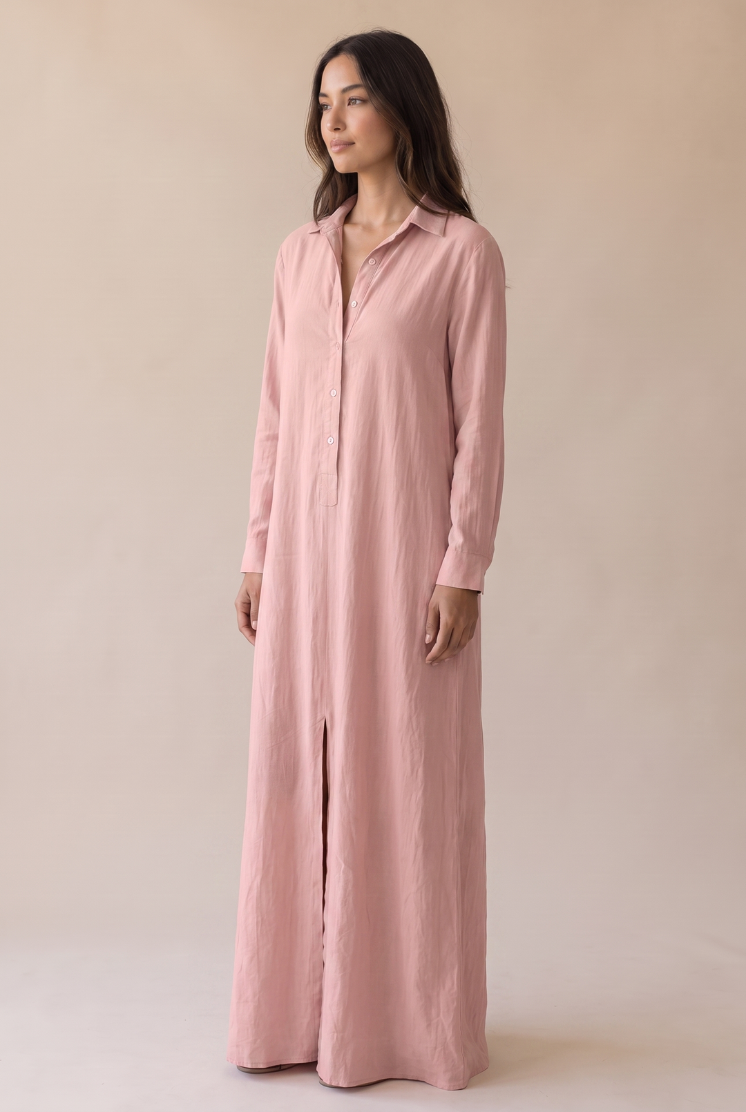Delilah | Button-Front Shirt Maxi Dress with Collar