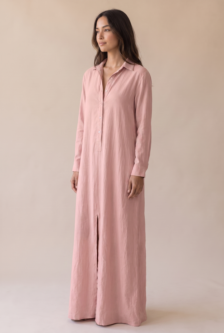 Delilah | Button-Front Shirt Maxi Dress with Collar