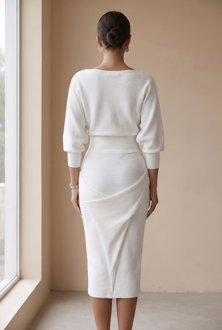 Hayden | Smooth Finish Midi Dress with Clean Neckline
