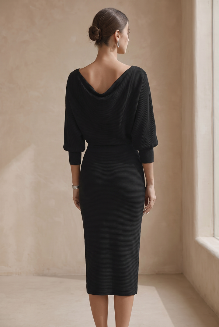 Hayden | Smooth Finish Midi Dress with Clean Neckline