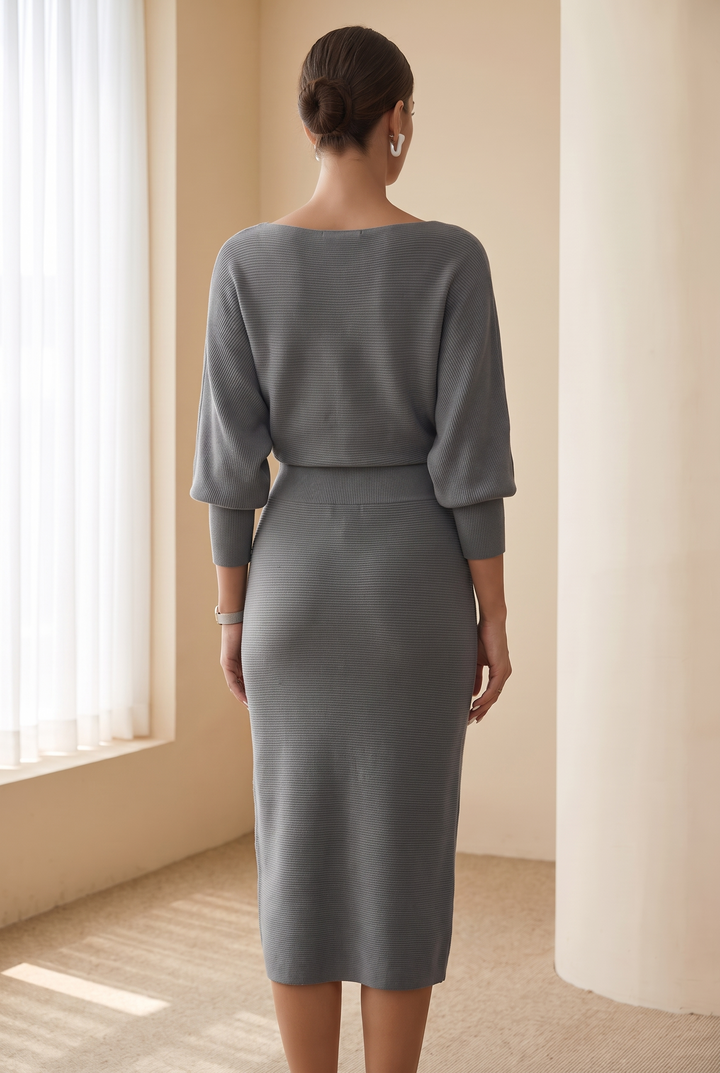Hayden | Smooth Finish Midi Dress with Clean Neckline