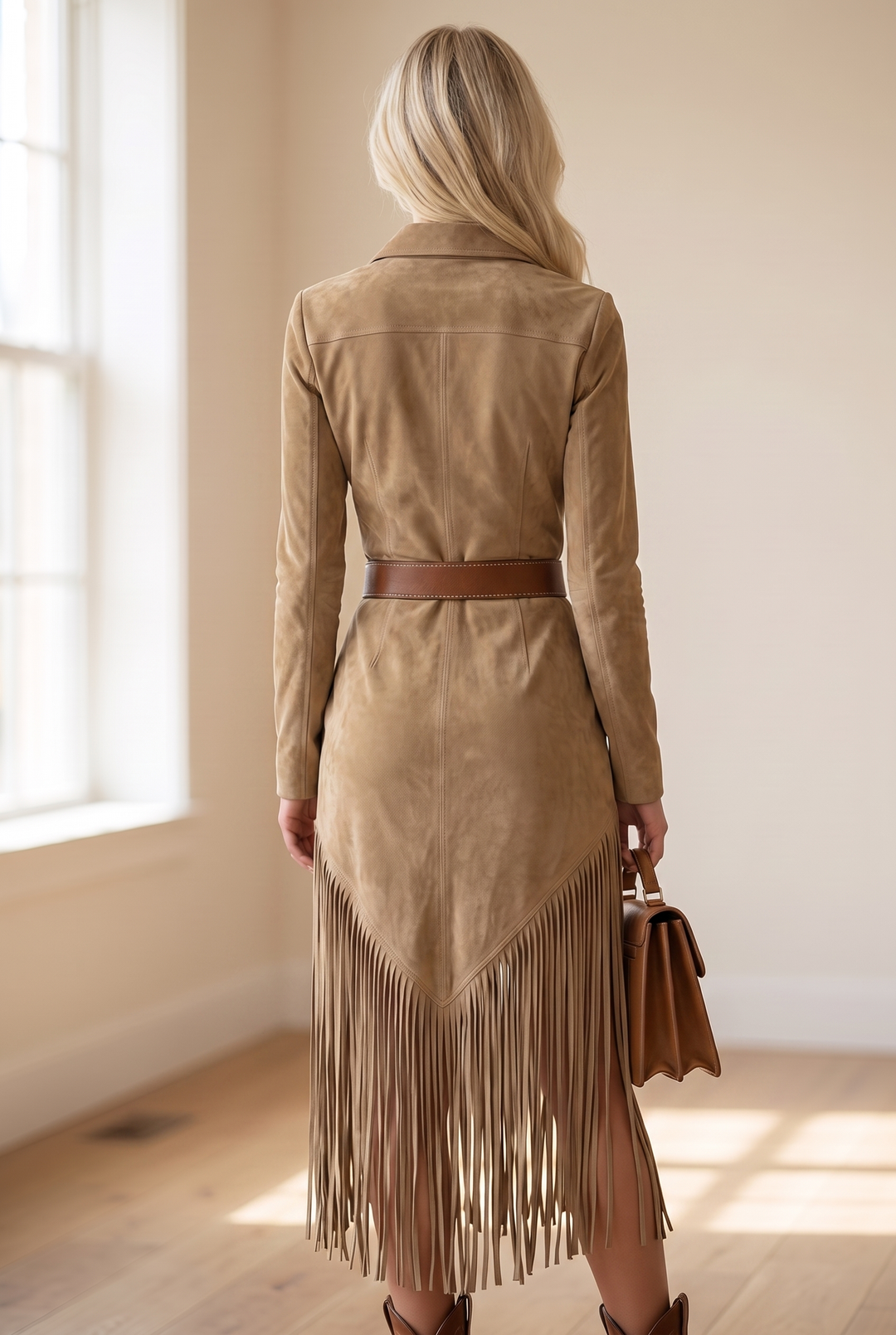 Valencia | Faux Suede Fringe Dress