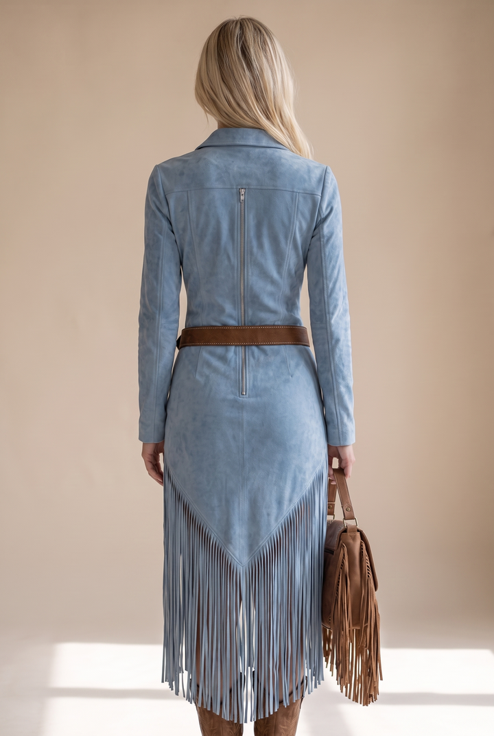 Valencia | Faux Suede Fringe Dress
