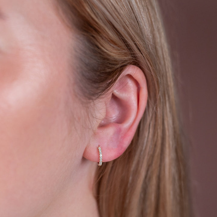 Pave Huggie Earrings | Gold