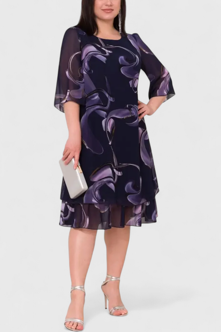 Shriley Chiffon Dress with Midnight Swirl Print and Flowing Silhouette