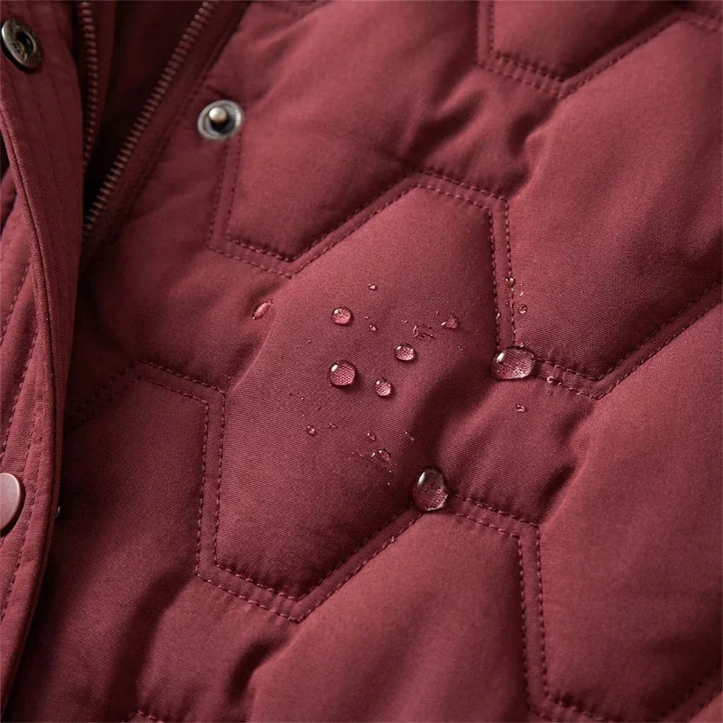 Warm Quilted Coat Reaching Below the Knee