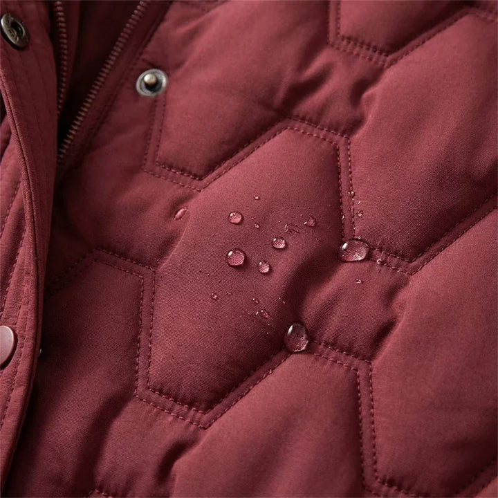Warm Quilted Coat Reaching Below the Knee