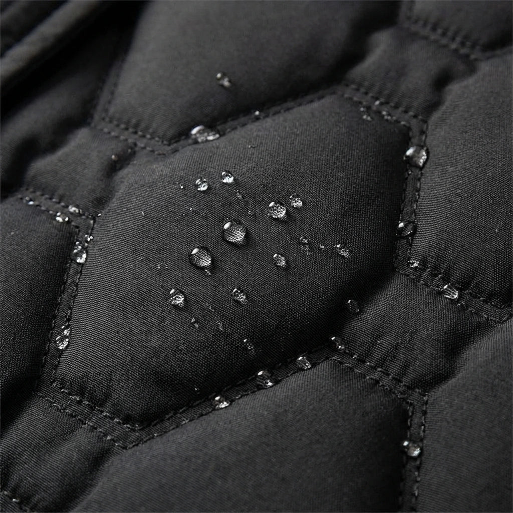 Warm Quilted Coat Reaching Below the Knee