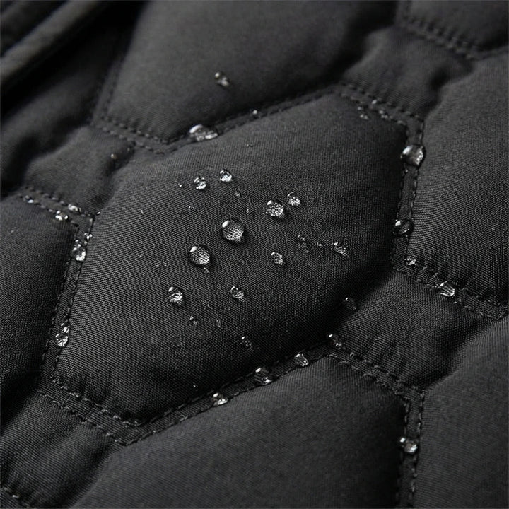 Warm Quilted Coat Reaching Below the Knee