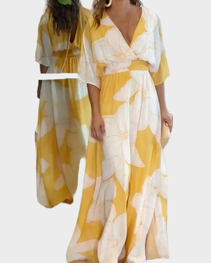 Daisy | Elegant Floral Midi Dress with Harmony Design