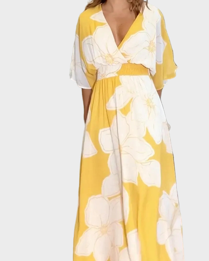 Daisy | Elegant Floral Midi Dress with Harmony Design