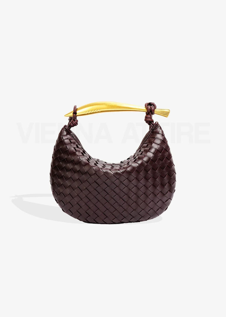Alexandra – Woven Pattern Bag with Gold Handle