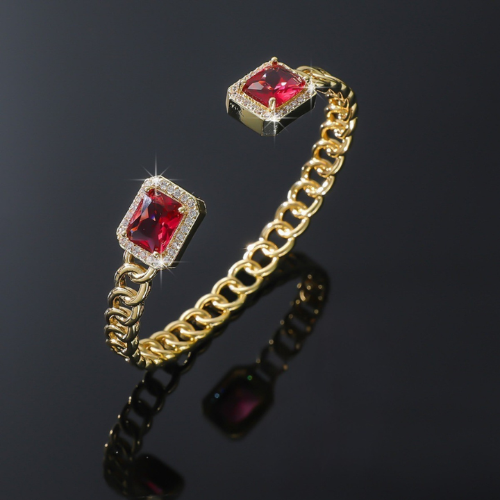 Veloria Red Stone Open Bracelet | Gold-Tone