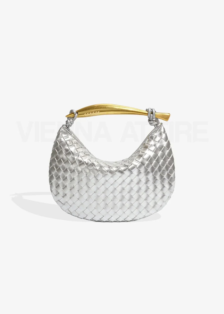 Alexandra – Woven Pattern Bag with Gold Handle