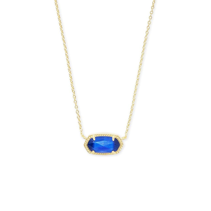 Classic Oval Blue Stone Necklace | Gold-Tone