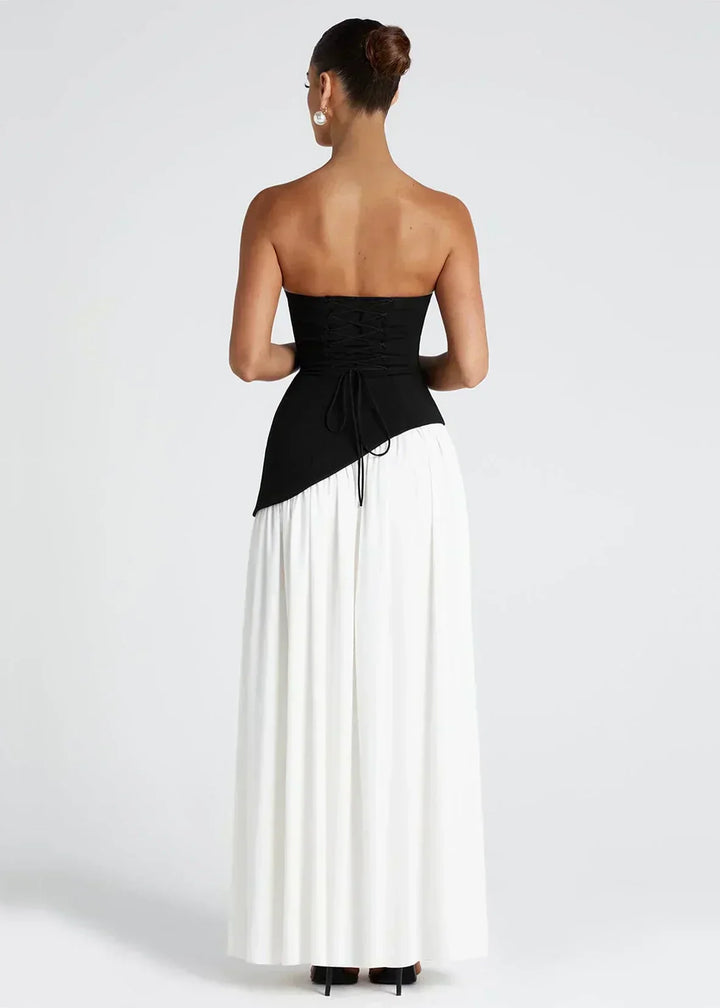 Elena – Maxi Dress with Off Shoulders, Slit & Choker Detail