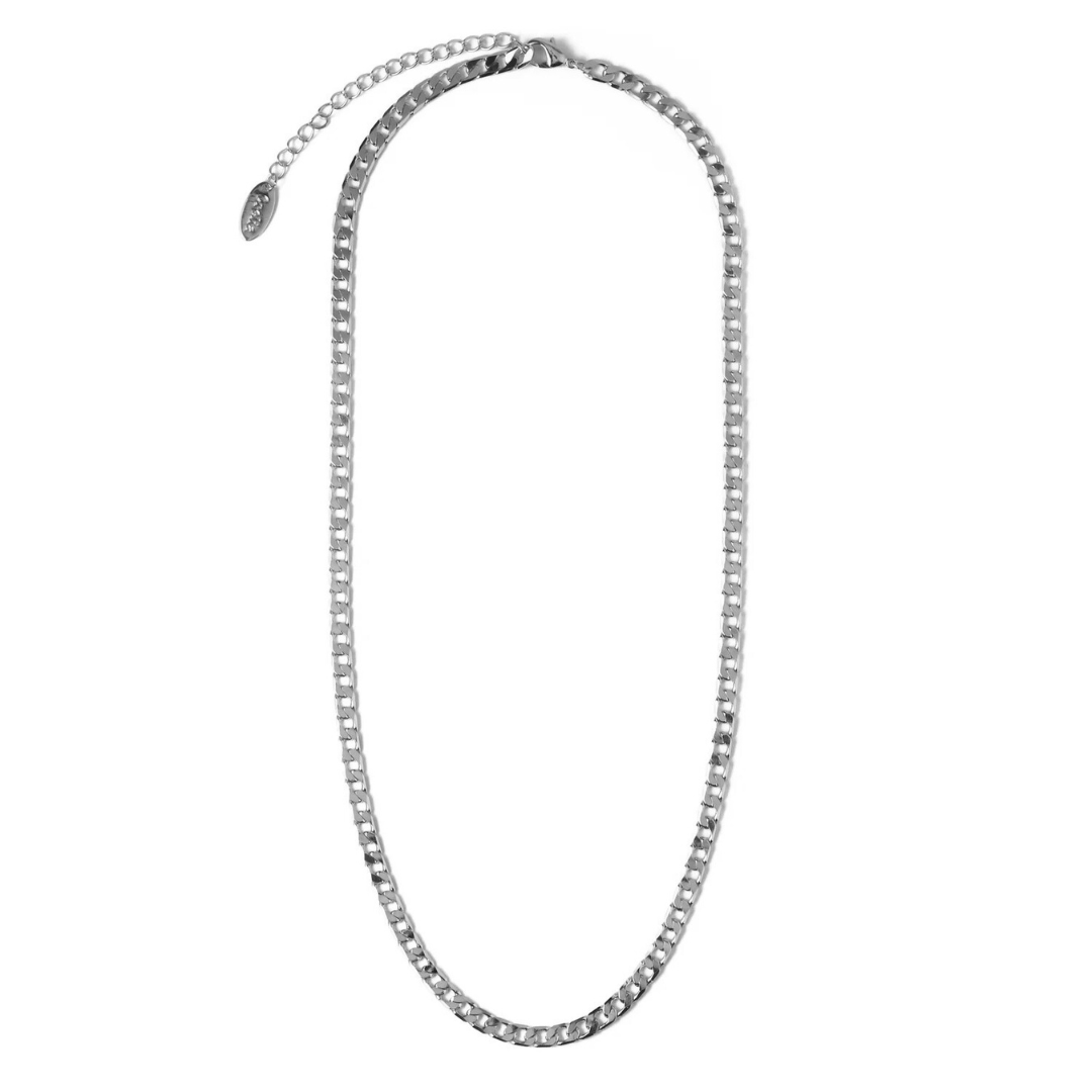 Flat Link Curb Chain Necklace | Silver-Tone
