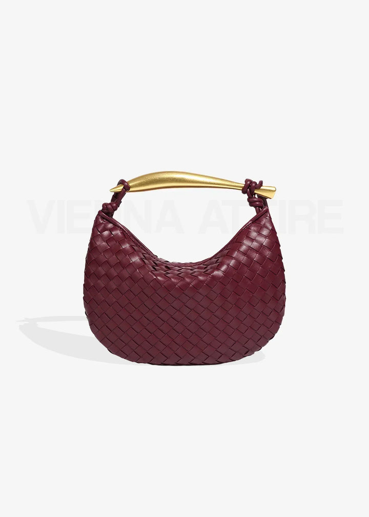 Alexandra – Woven Pattern Bag with Gold Handle